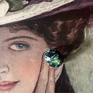 Hand Crafted Metallic Stud Earrings Blue/green